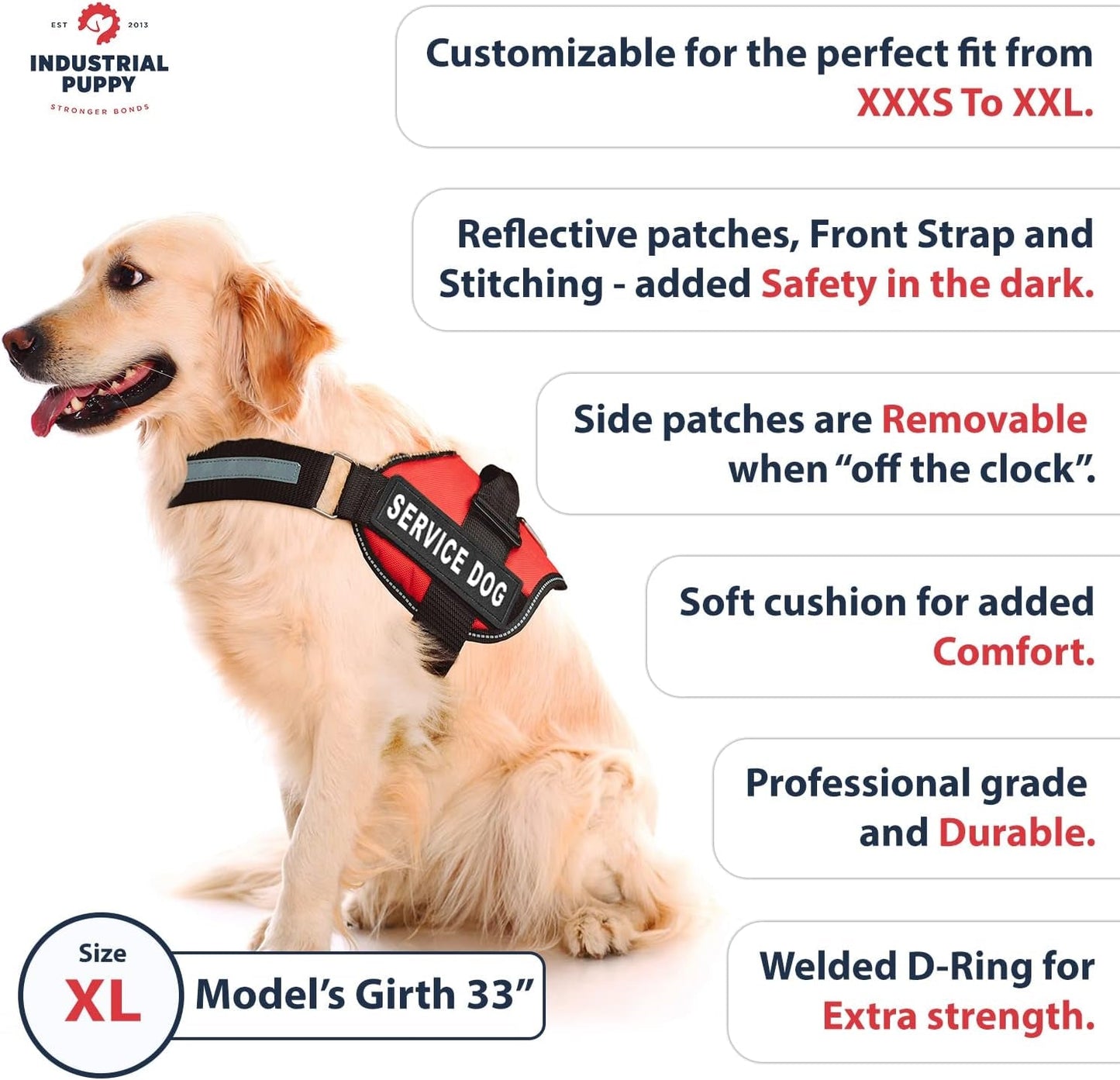 Adjustable Reflective Service Dog Vest