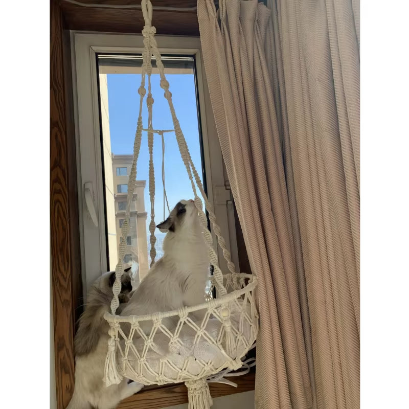 Bohemian Macrame Cat Hammock