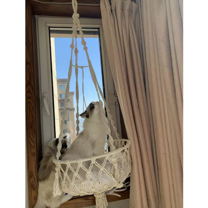 Bohemian Macrame Cat Hammock