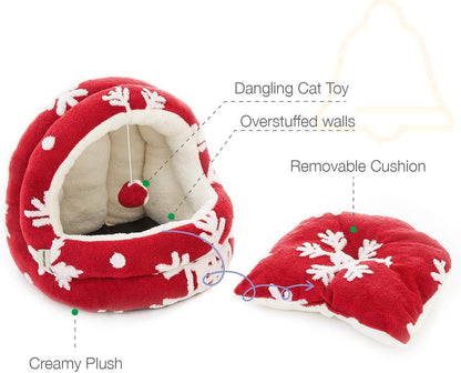 Festive Red Cat Bed
