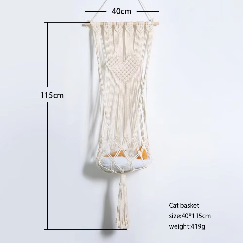 Bohemian Macrame Cat Hammock