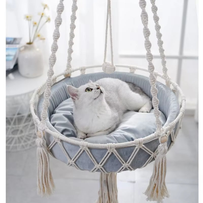 Bohemian Macrame Cat Hammock