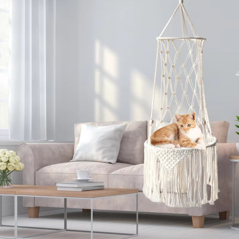Bohemian Macrame Cat Hammock