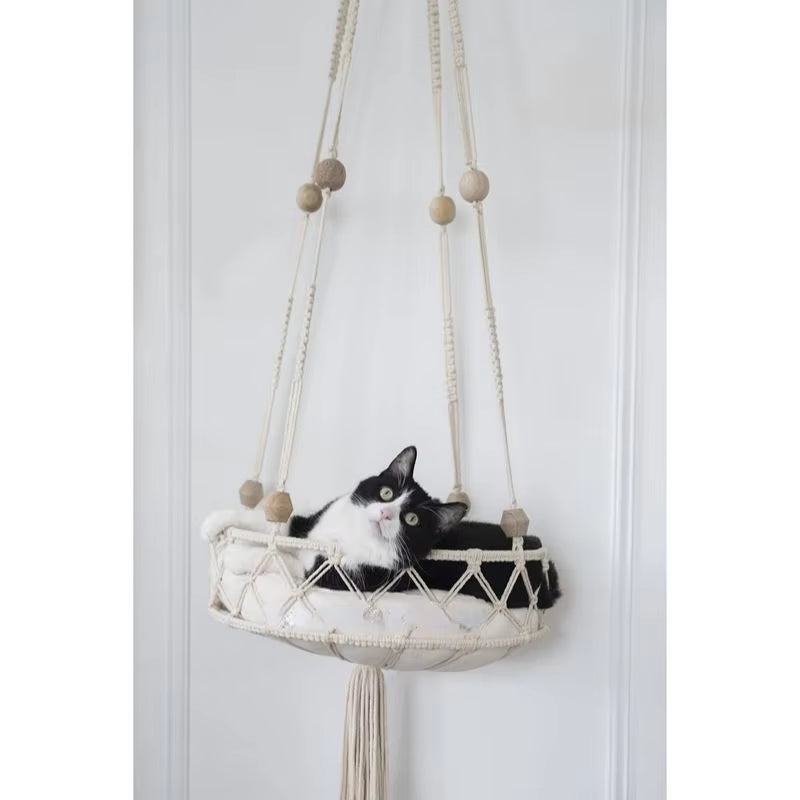 Bohemian Macrame Cat Hammock