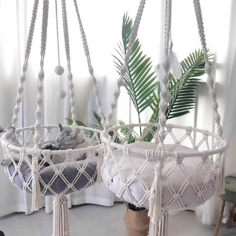 Bohemian Macrame Cat Hammock